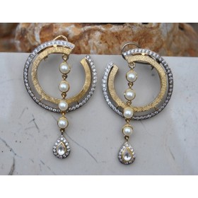 Two Tone Sterling Silver Designer Earrings